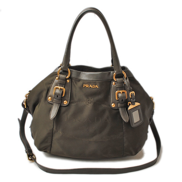 Prada Shoulder Bag Nylon Dark Khaki - Picture 1 of 7